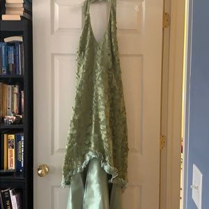 Green dress with leaves on it only worn once